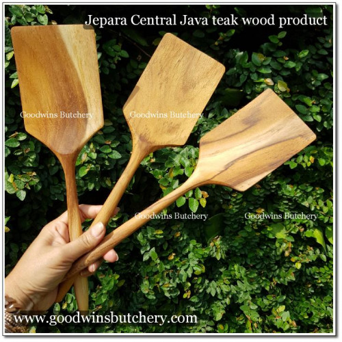 Teak wooden spatula FLAT sodet sutil kayu  jati 32x8cm